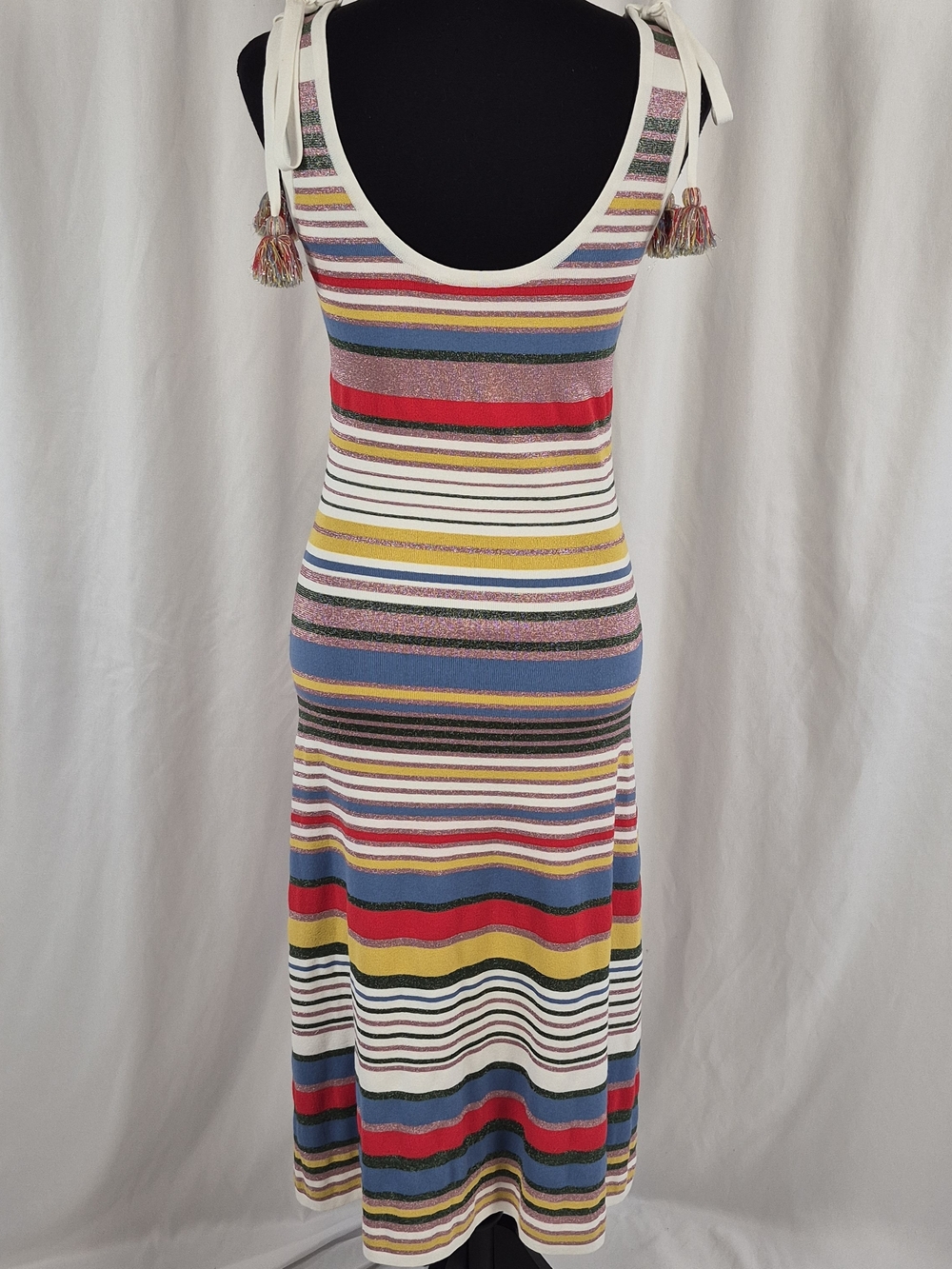 Veronica Beard Dulce Glitter Stripe Knit Sleeveless Midi Tank Dress - Size M - Picture 9 of 16